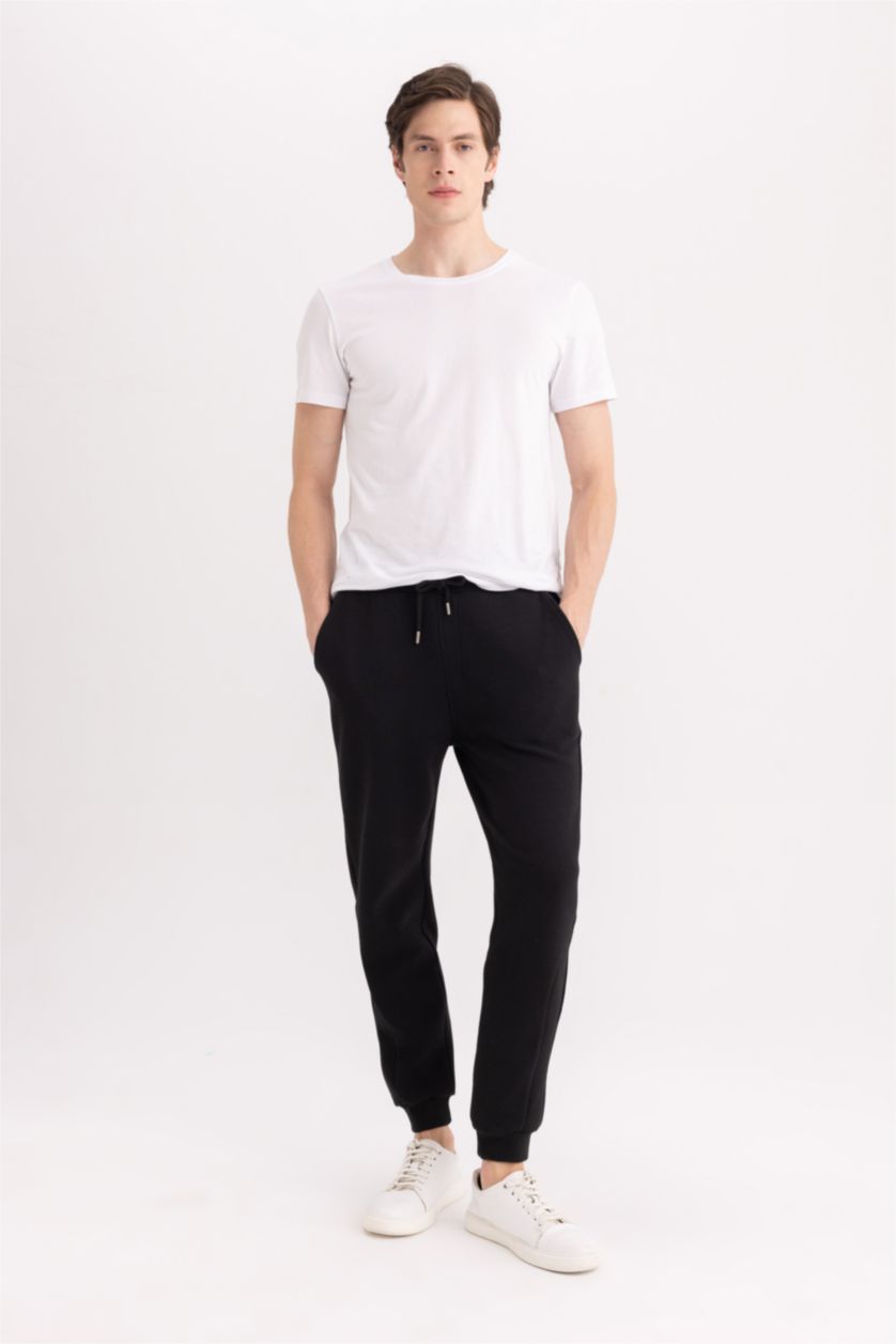 MAN Black Slim Fit Rib Hem Trousers