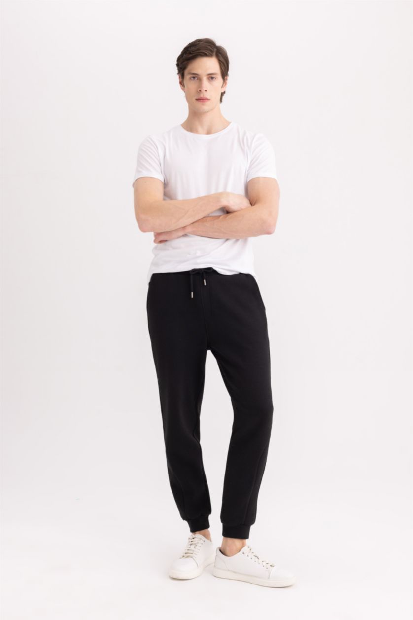 MAN Black Slim Fit Rib Hem Trousers