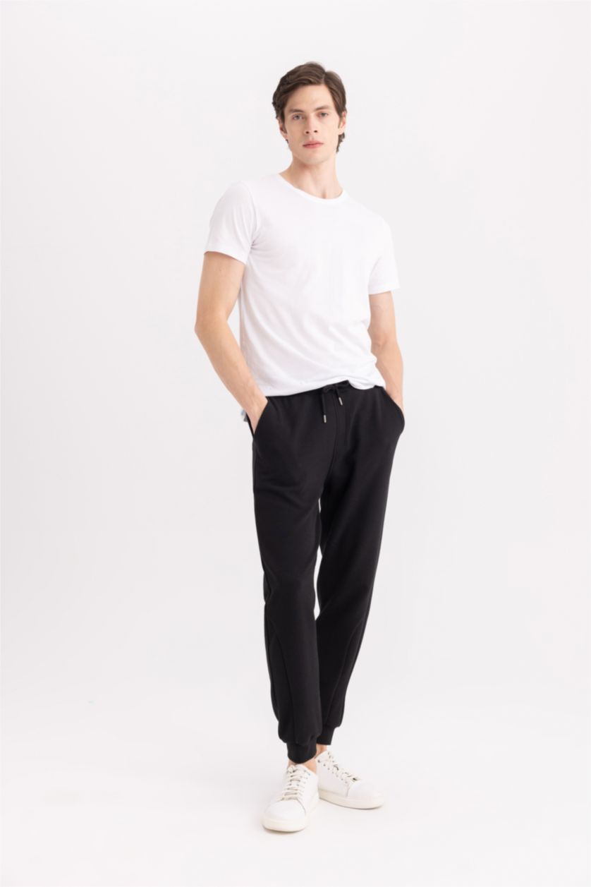 MAN Black Slim Fit Rib Hem Trousers
