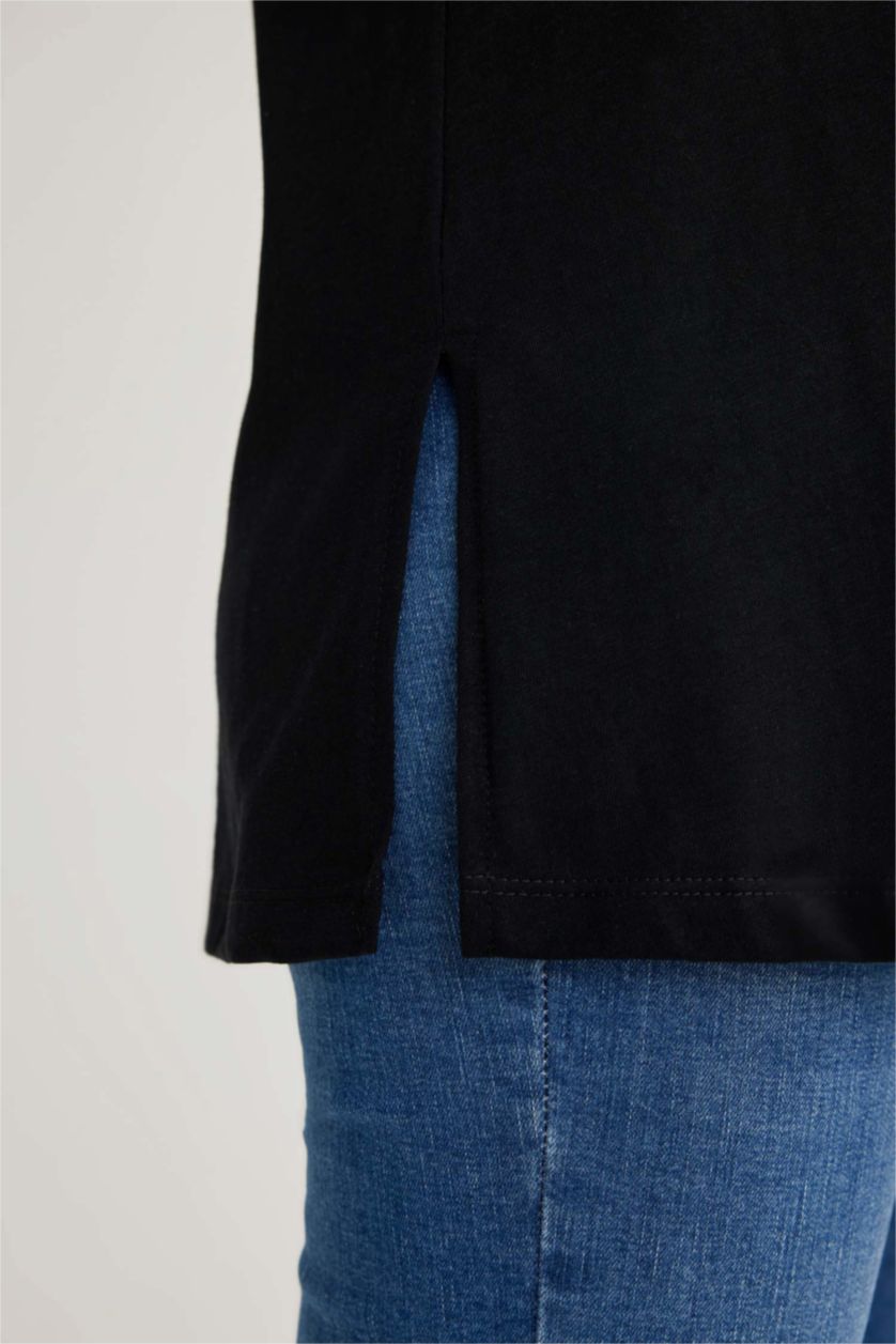 Kadın Siyah Regular Fit Kısa Kollu %100 Pamuk Hamile Tişört