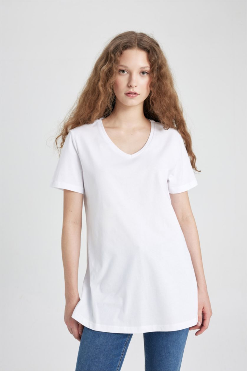 WOMAN White Regular Fit Short Sleeve Maternity T-Shirt