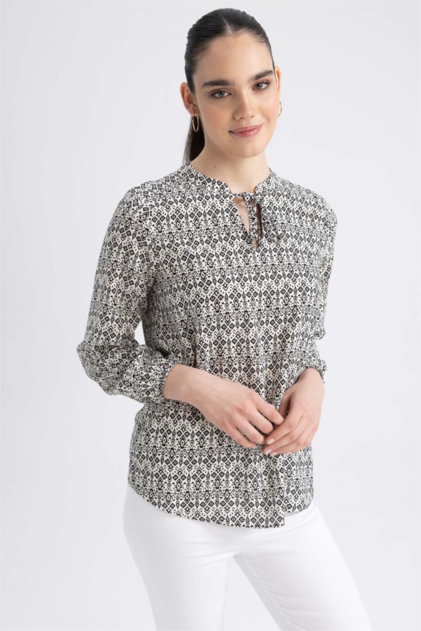 Kadın Taş Regular Fıt Uzun Kollu Bluz