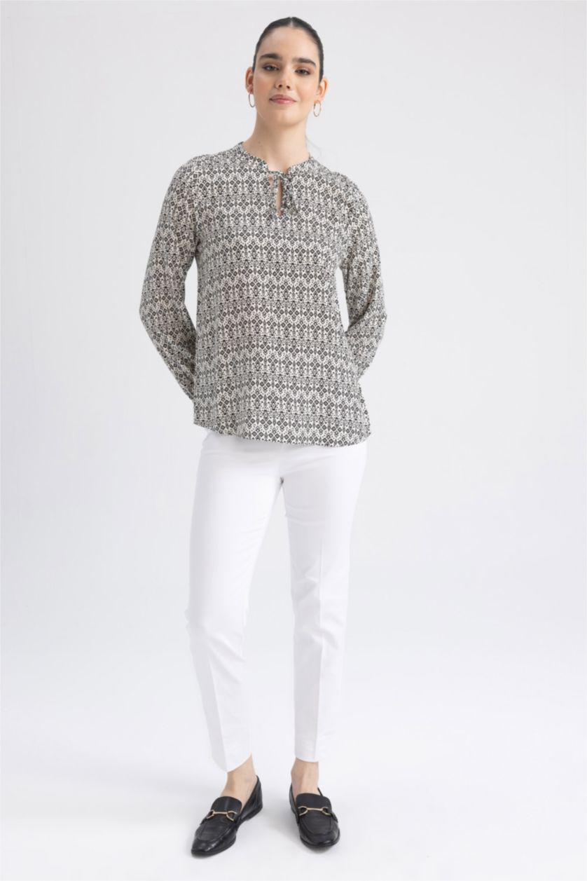 Kadın Taş Regular Fıt Uzun Kollu Bluz