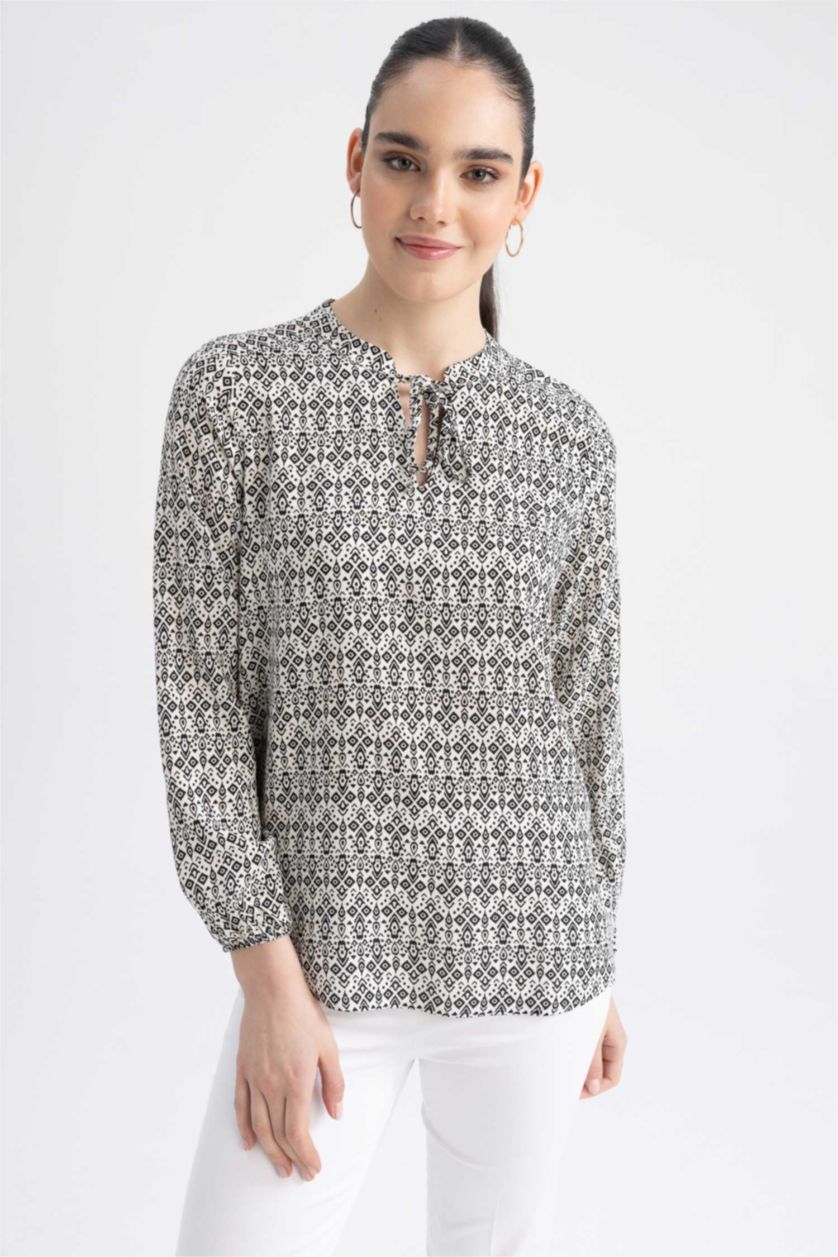 Kadın Taş Regular Fıt Uzun Kollu Bluz