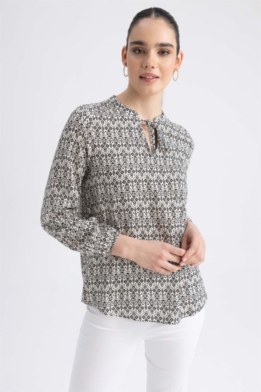 Kadın Taş Regular Fıt Uzun Kollu Bluz