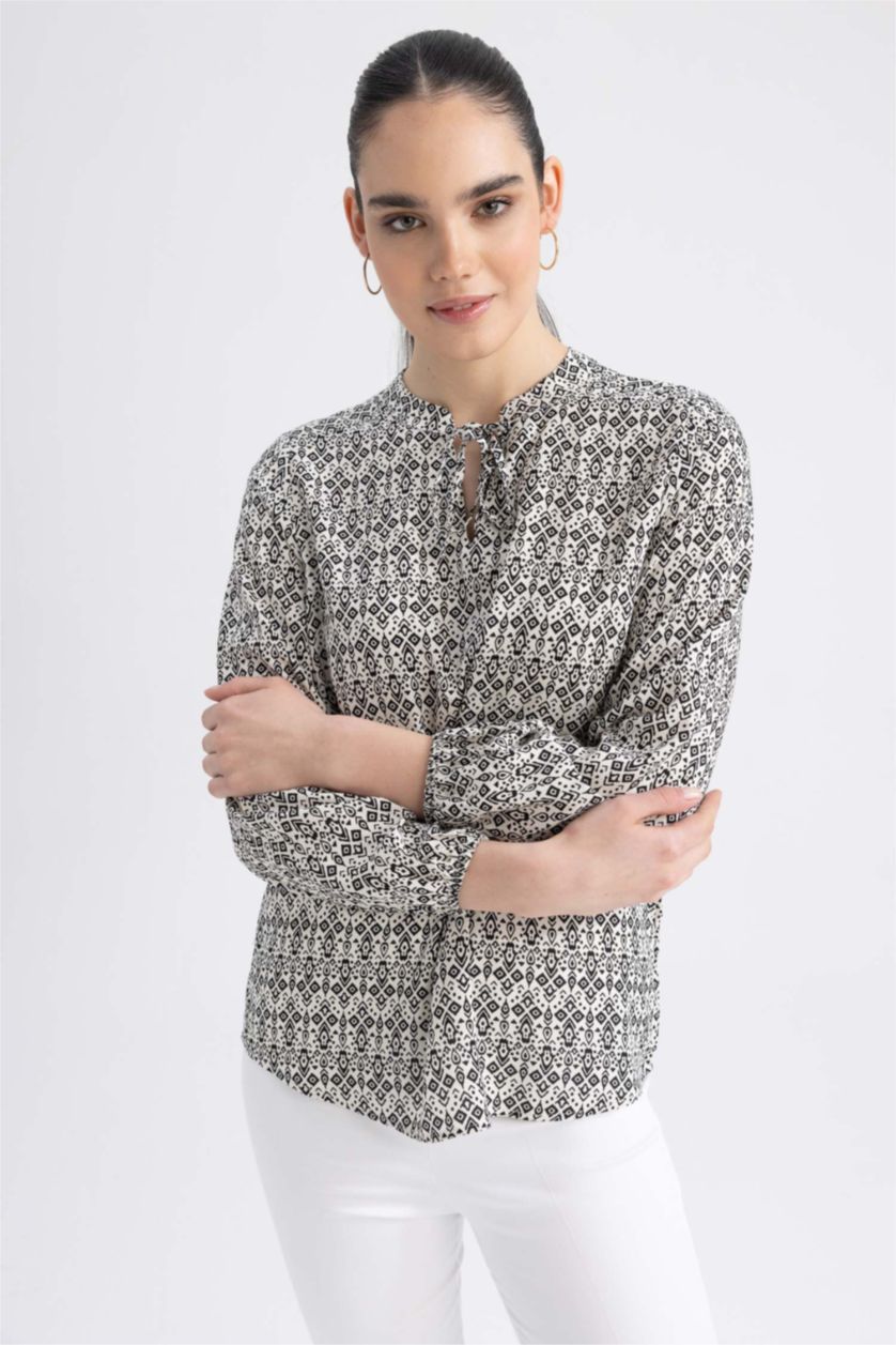 Kadın Taş Regular Fıt Uzun Kollu Bluz