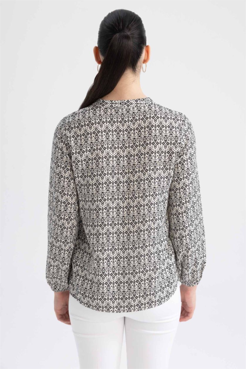 Kadın Taş Regular Fıt Uzun Kollu Bluz