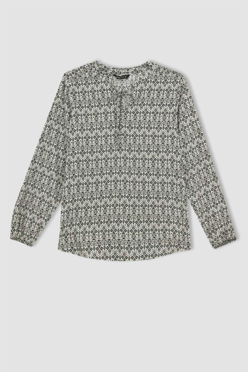 Kadın Taş Regular Fıt Uzun Kollu Bluz