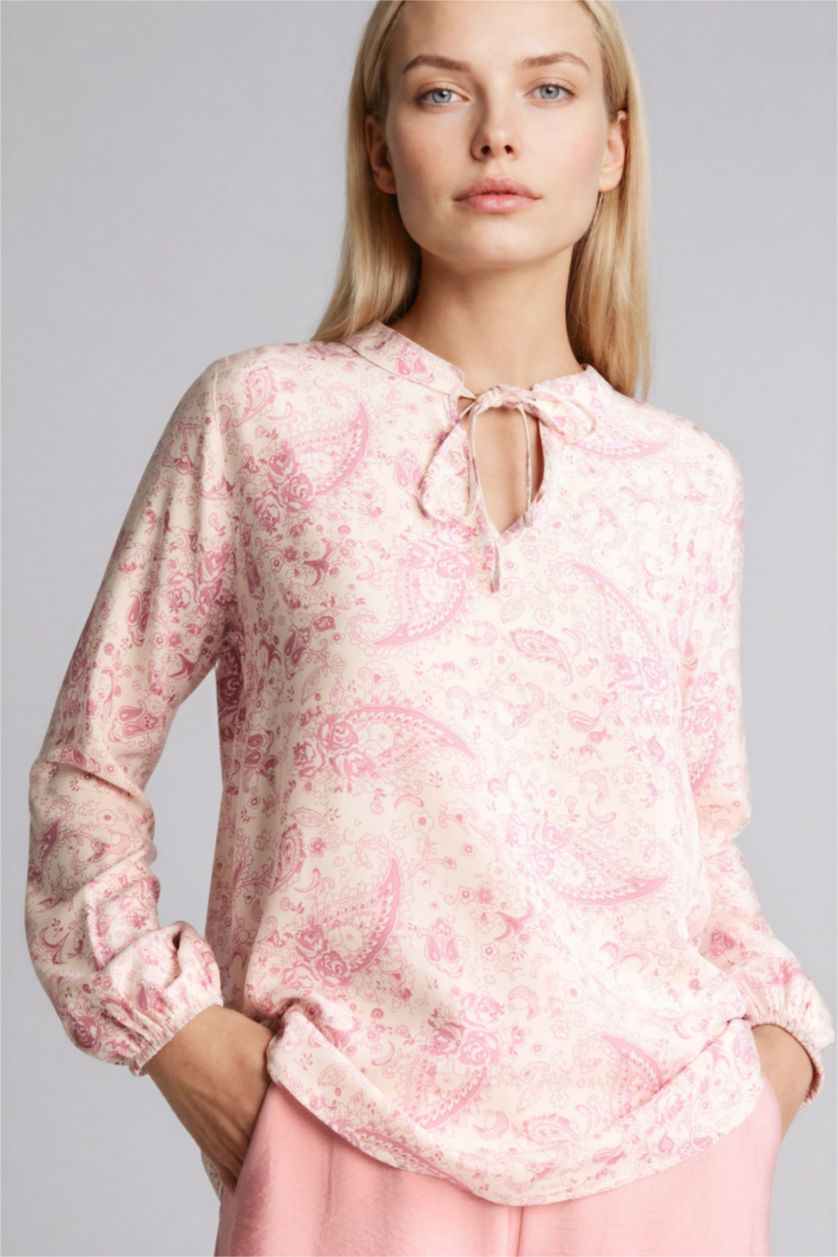 Kadın Taş Baskılı Uzun Kollu Bluz