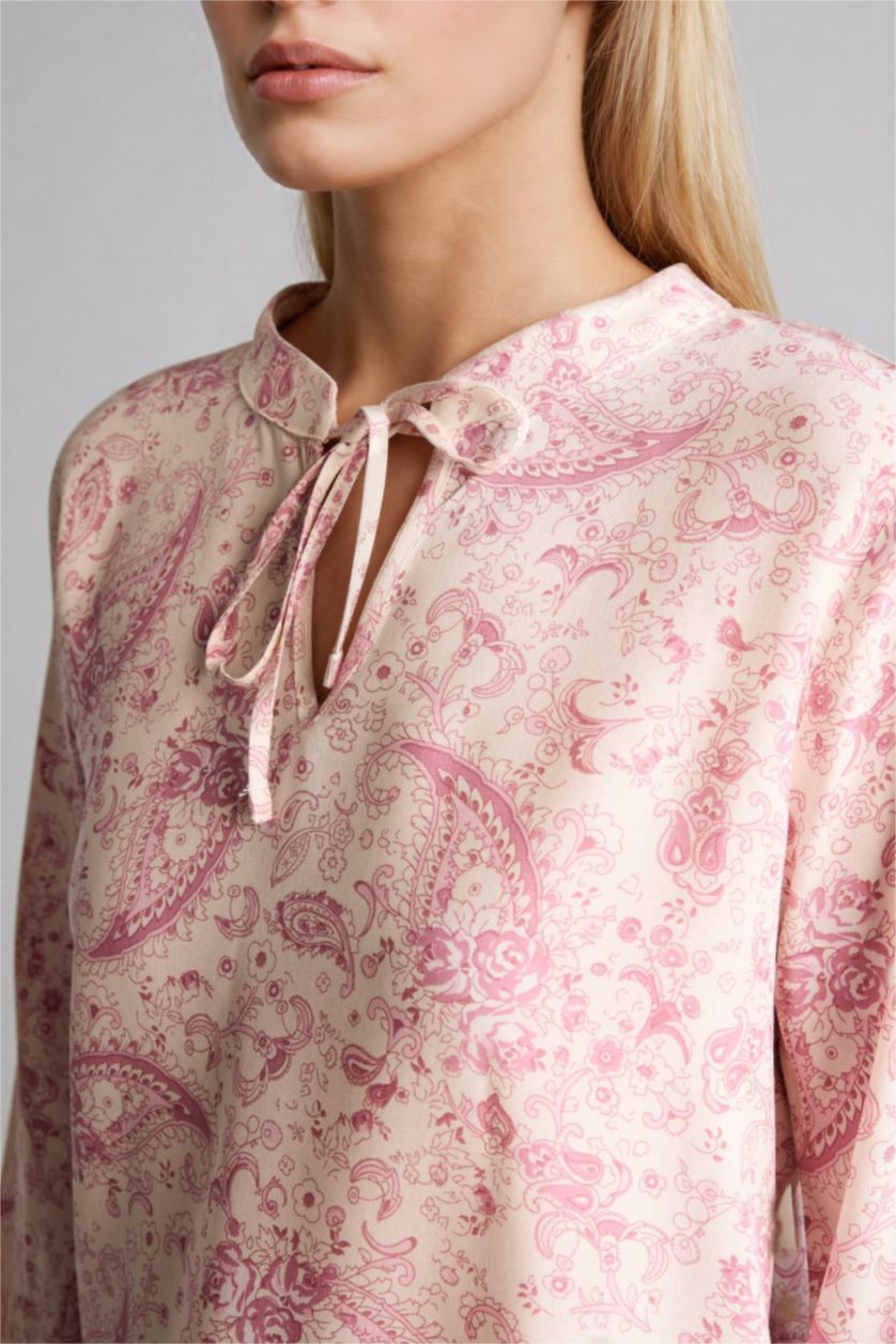 Kadın Taş Baskılı Uzun Kollu Bluz