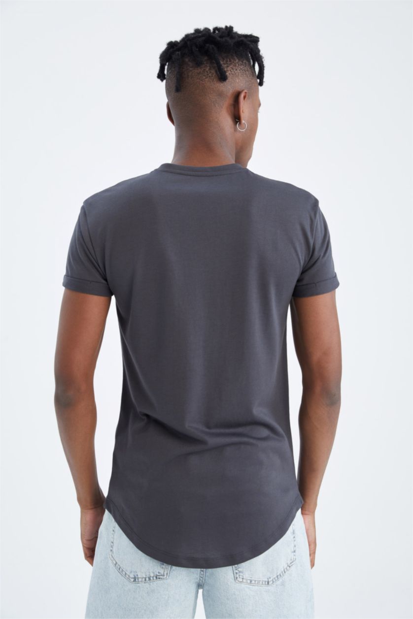 MAN Dark Anthracite Long Muscle Fit Short Sleeve T-Shirt