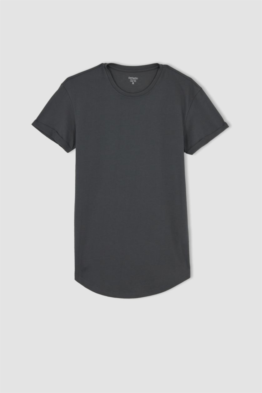 MAN Dark Anthracite Long Muscle Fit Short Sleeve T-Shirt