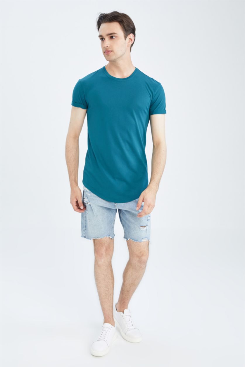 Мужчины Зеленый Long Muscle Fit Short Sleeve T-Shirt