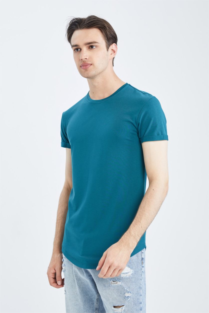 Мужчины Зеленый Long Muscle Fit Short Sleeve T-Shirt