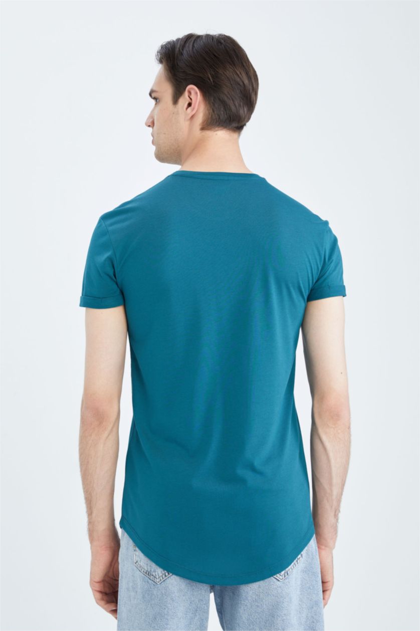 Мужчины Зеленый Long Muscle Fit Short Sleeve T-Shirt