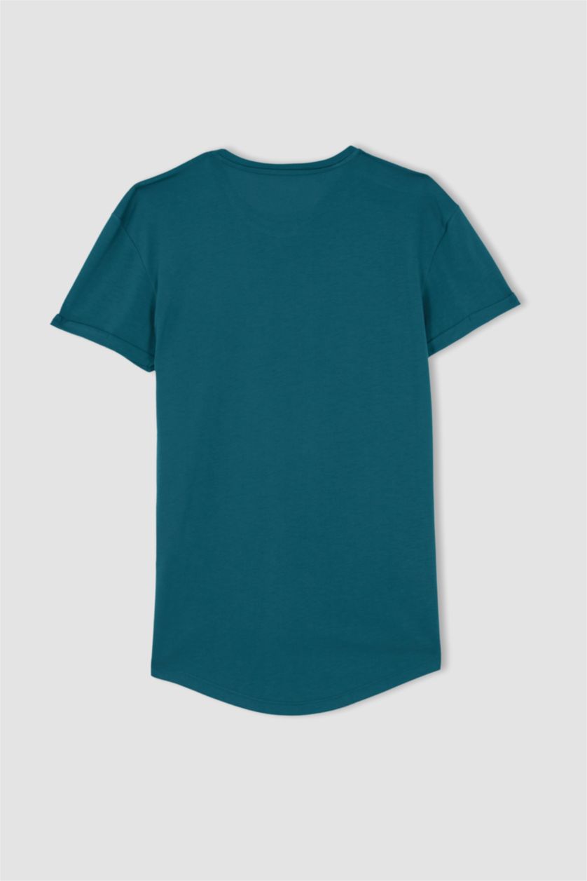 Мужчины Зеленый Long Muscle Fit Short Sleeve T-Shirt
