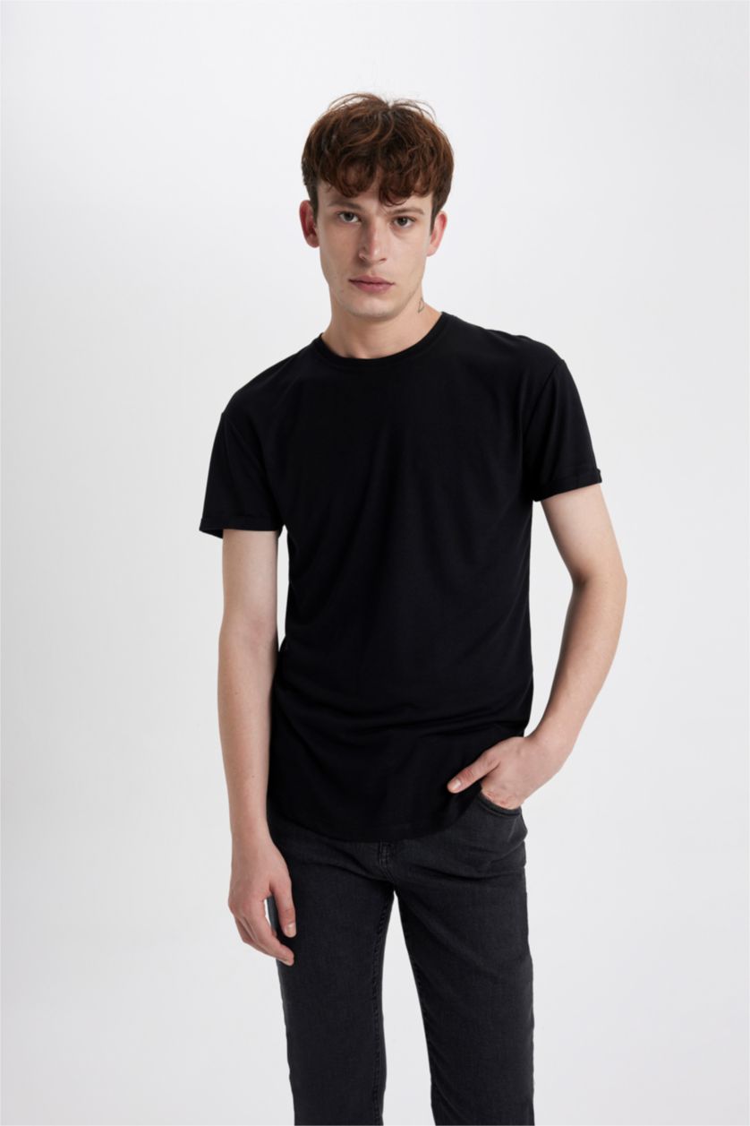 MAN Black Long Muscle Fit Short Sleeve T-Shirt