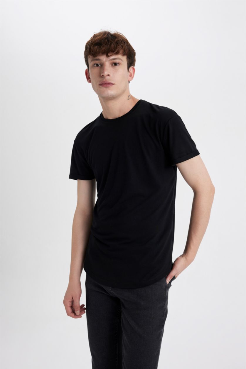 MAN Black Long Muscle Fit Short Sleeve T-Shirt