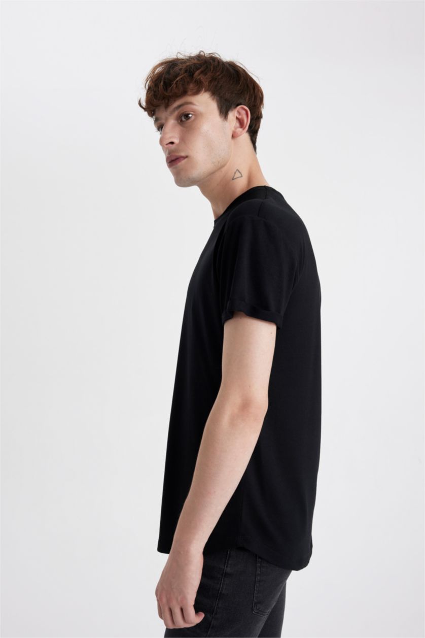 MAN Black Long Muscle Fit Short Sleeve T-Shirt
