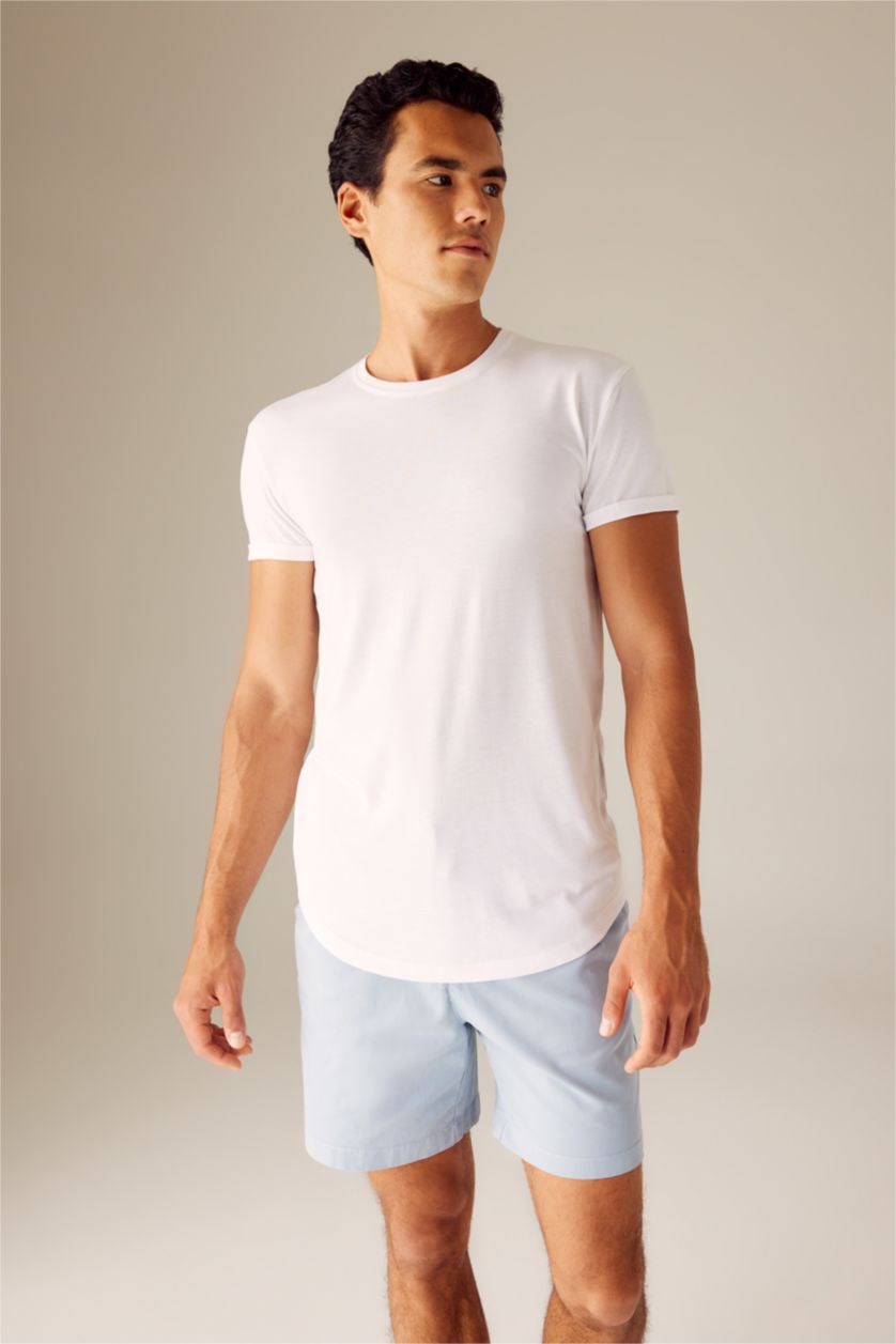 MAN White Long Muscle Fit Short Sleeve T-Shirt