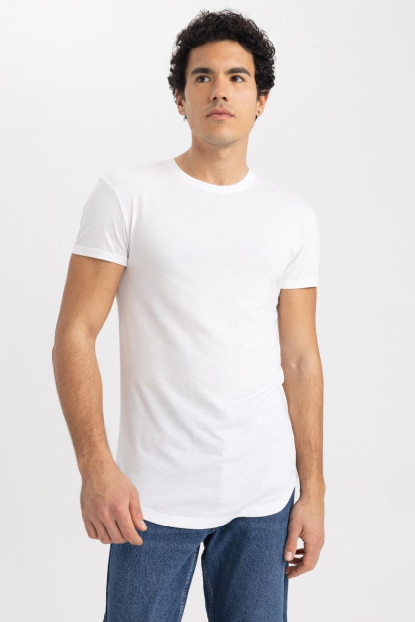 MAN White Long Muscle Fit Short Sleeve T-Shirt