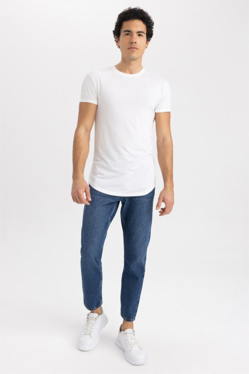MAN White Long Muscle Fit Short Sleeve T-Shirt