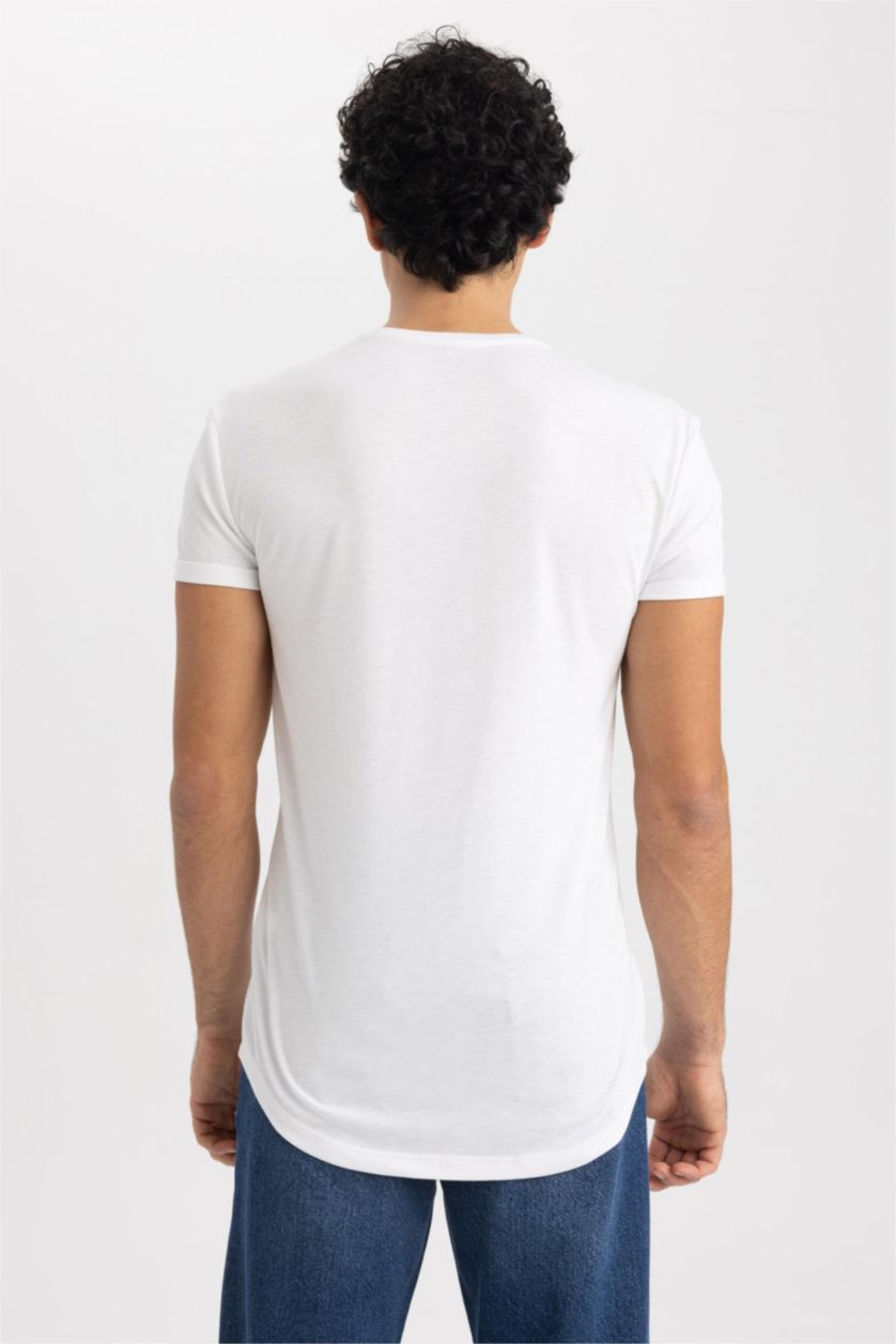 MAN White Long Muscle Fit Short Sleeve T-Shirt
