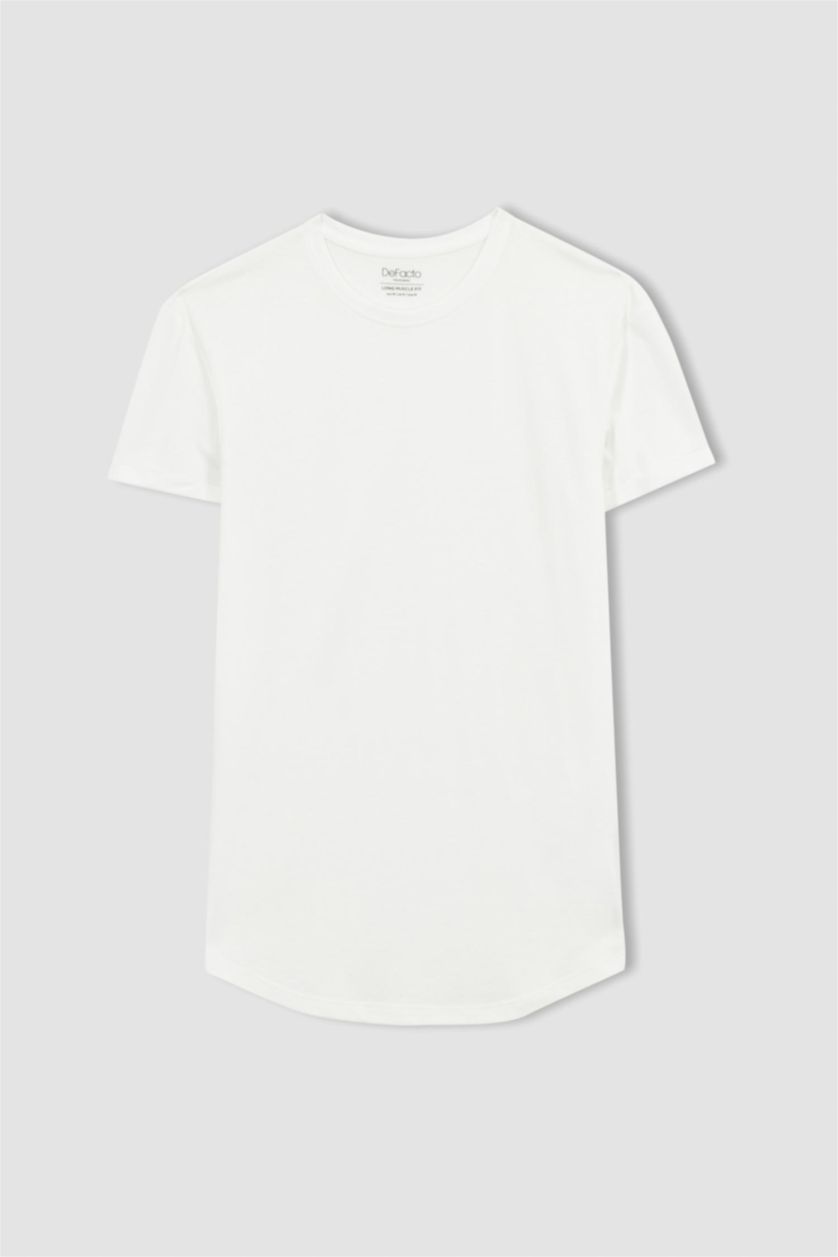 MAN White Long Muscle Fit Short Sleeve T-Shirt