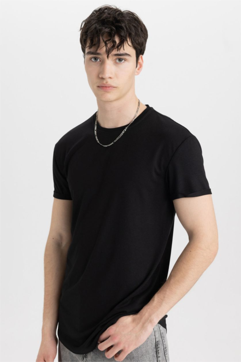 MAN Black Long Muscle Fit Short Sleeve T-Shirt