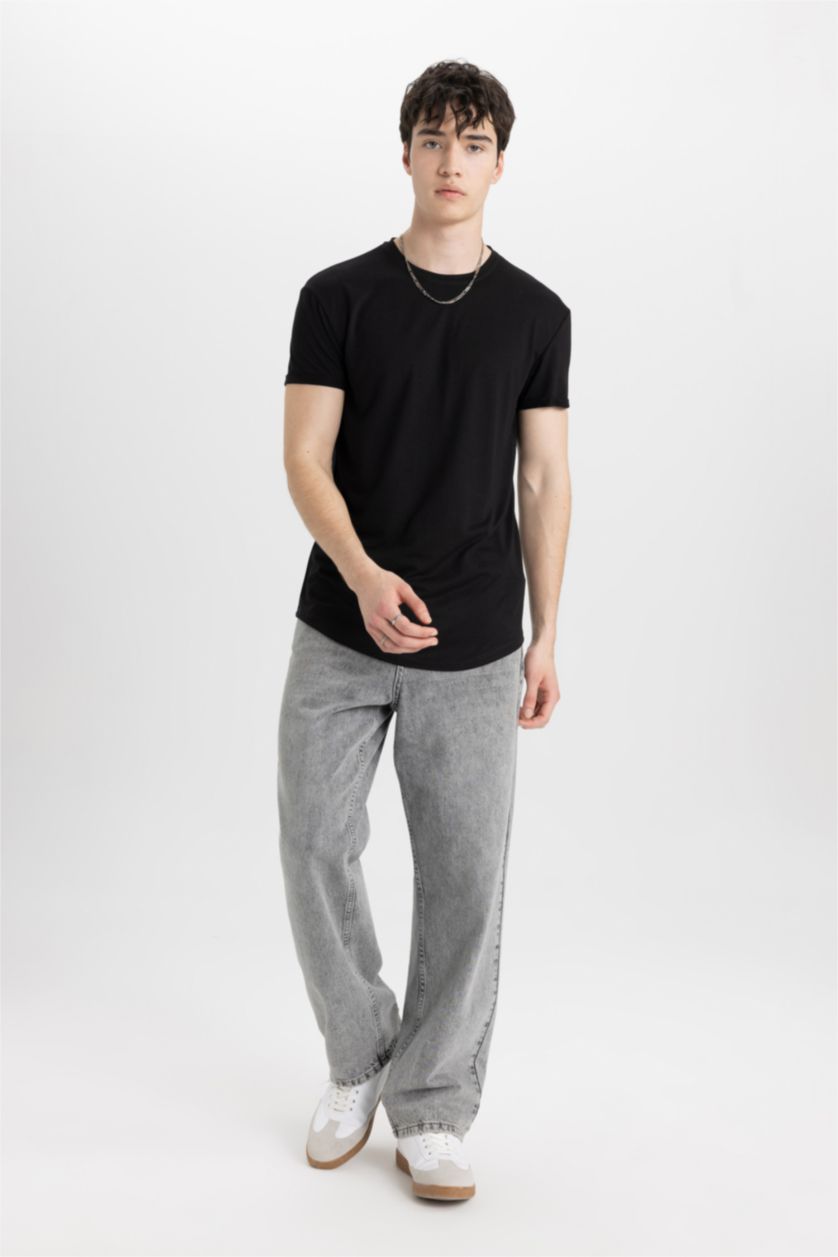 MAN Black Long Muscle Fit Short Sleeve T-Shirt