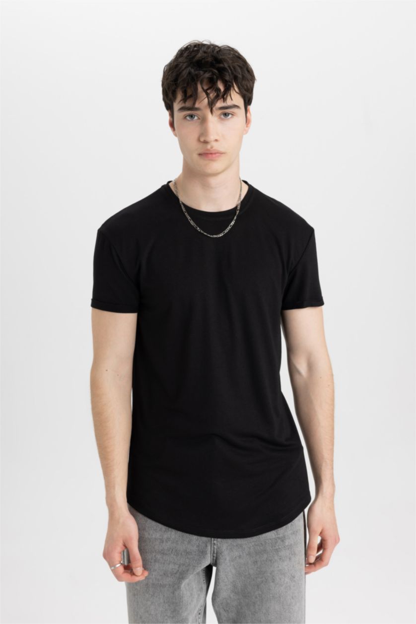 MAN Black Long Muscle Fit Short Sleeve T-Shirt