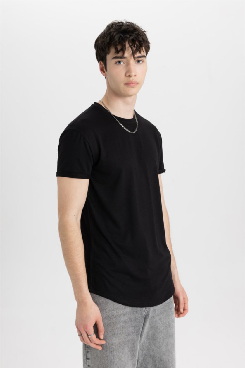 MAN Black Long Muscle Fit Short Sleeve T-Shirt