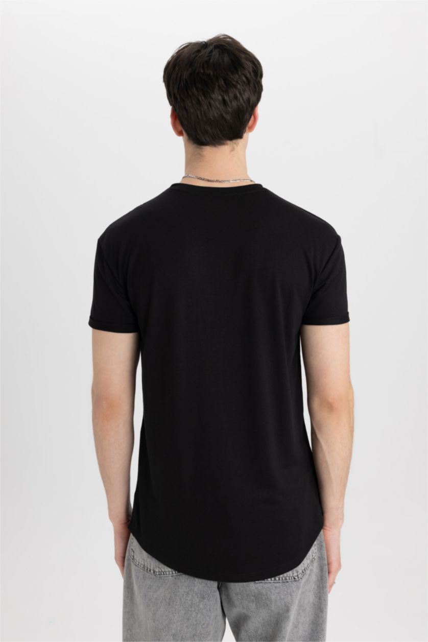 MAN Black Long Muscle Fit Short Sleeve T-Shirt