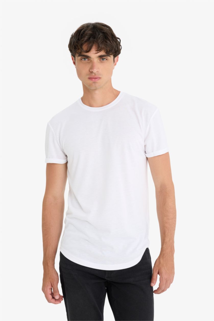 MAN White Long Muscle Fit Short Sleeve T-Shirt