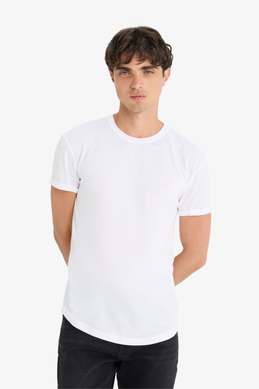 MAN White Long Muscle Fit Short Sleeve T-Shirt