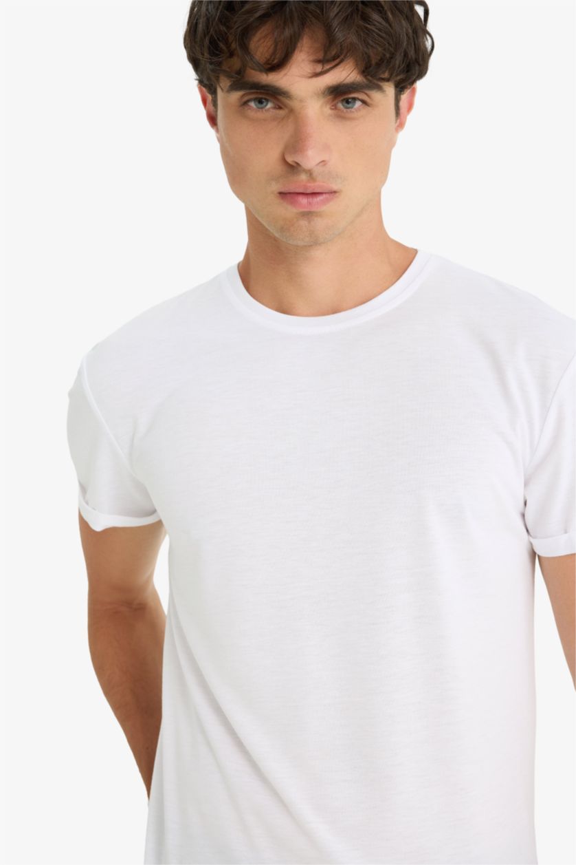 MAN White Long Muscle Fit Short Sleeve T-Shirt
