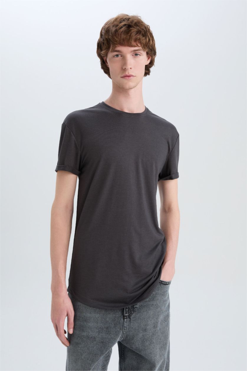MAN Black Long Muscle Fit Short Sleeve T-Shirt