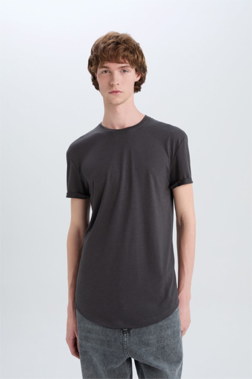 MAN Black Long Muscle Fit Short Sleeve T-Shirt