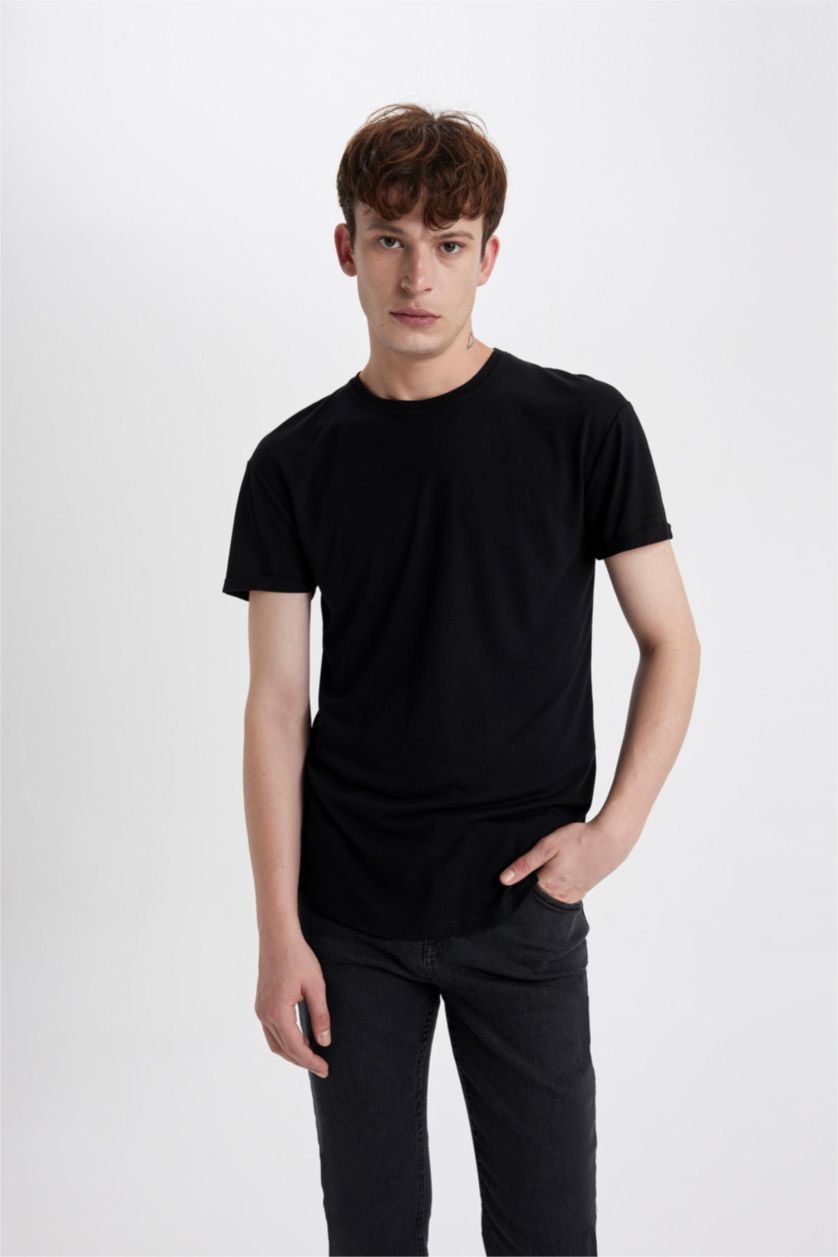 MAN Black Long Muscle Fit Short Sleeve T-Shirt