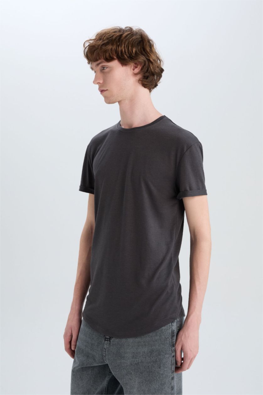 MAN Black Long Muscle Fit Short Sleeve T-Shirt