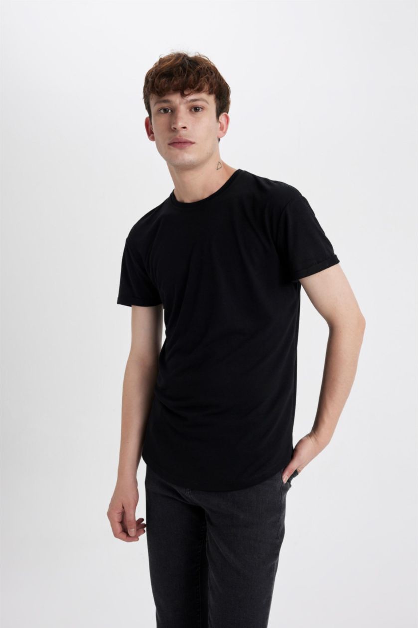 MAN Black Long Muscle Fit Short Sleeve T-Shirt