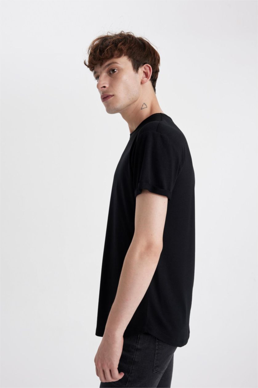 MAN Black Long Muscle Fit Short Sleeve T-Shirt