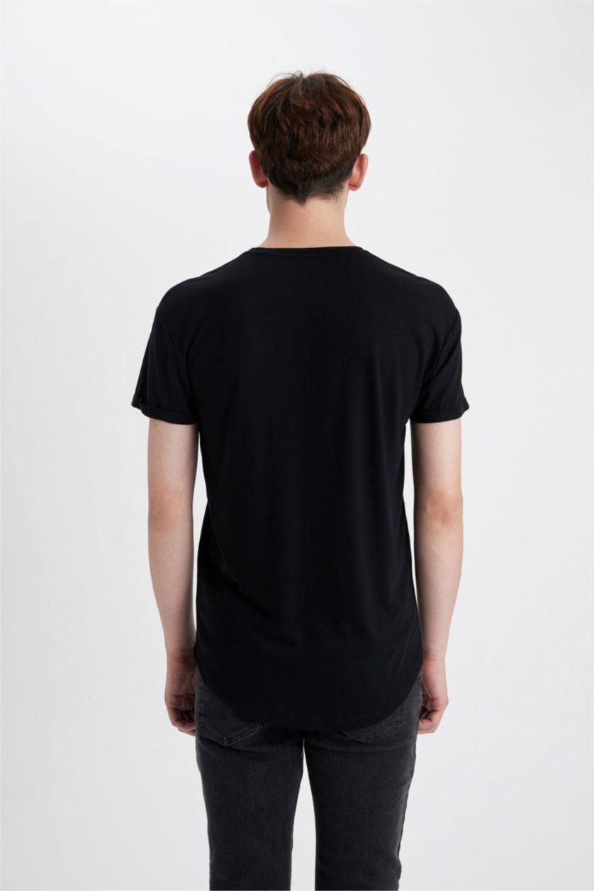 MAN Black Long Muscle Fit Short Sleeve T-Shirt