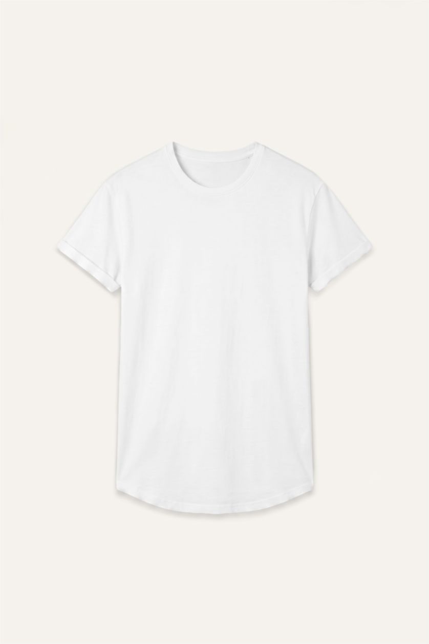 Men White Long Fit Short Sleeve T-Shirt
