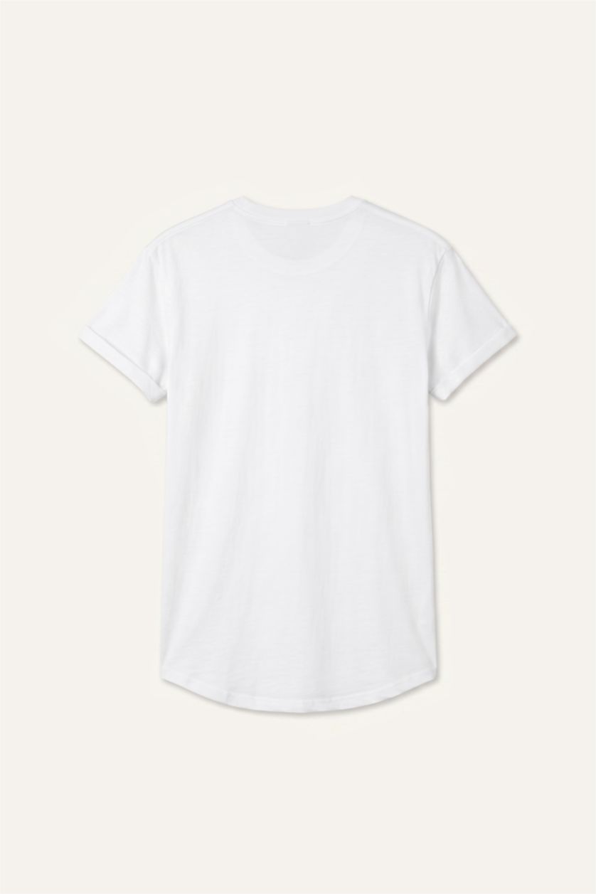 Men White Long Fit Short Sleeve T-Shirt