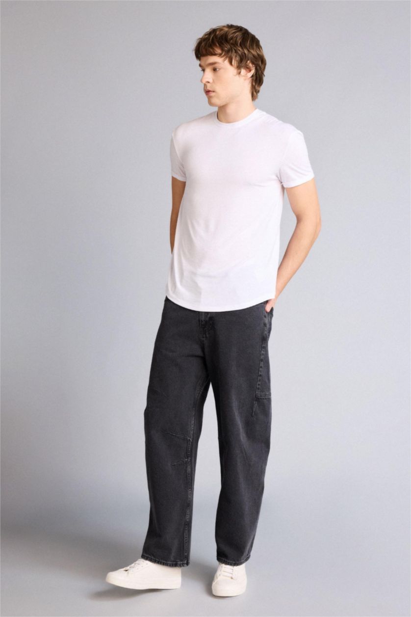 Erkek Beyaz Long Muscle Fit Tişört