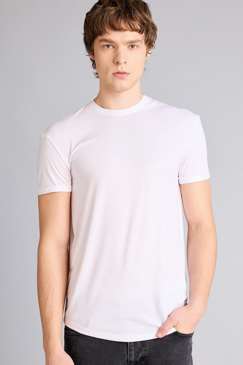 HOMME Blanc T-shirt long basique