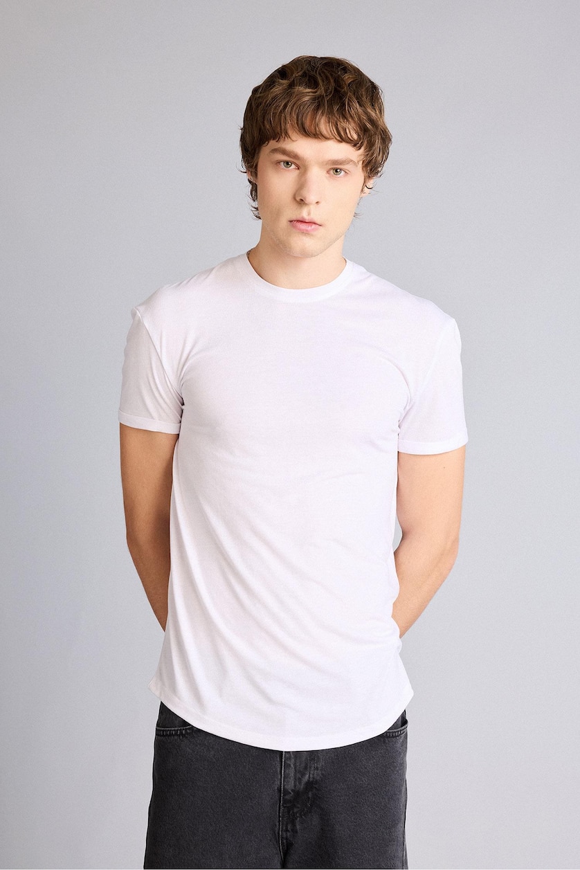HOMME Blanc T-shirt long basique