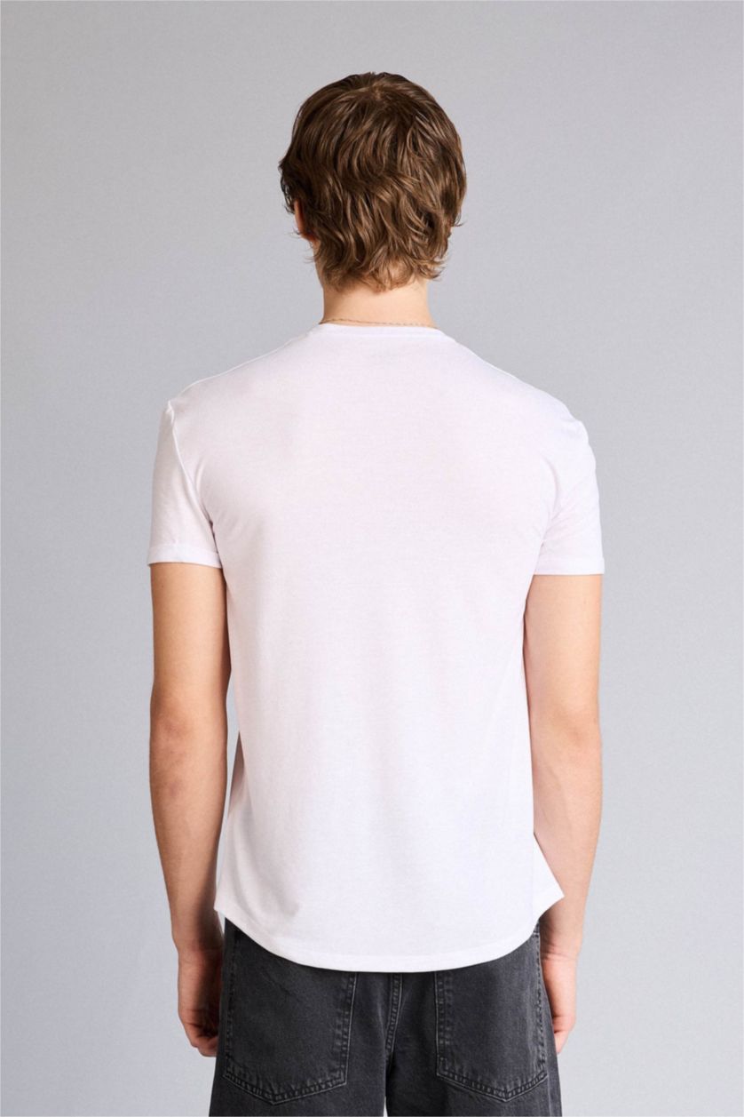 Erkek Beyaz Long Muscle Fit Tişört