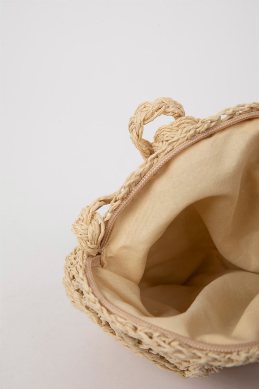 Kadın Açık Kum Kadın Uzun Askılı Hasır Çapraz Çanta